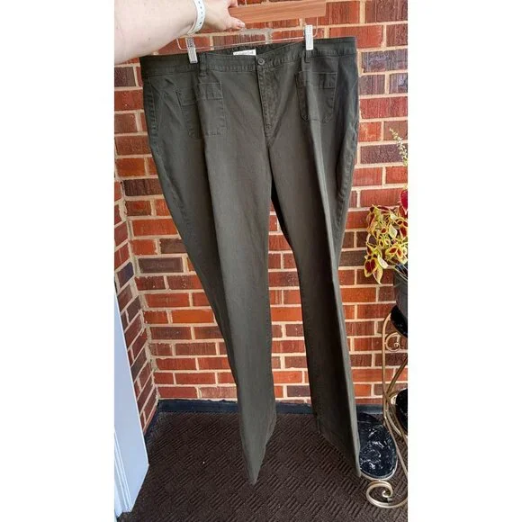 Coldwater Creek Pants Size 18 Olive Green Natural Fit Casual Fall Style - Picture 10 of 12